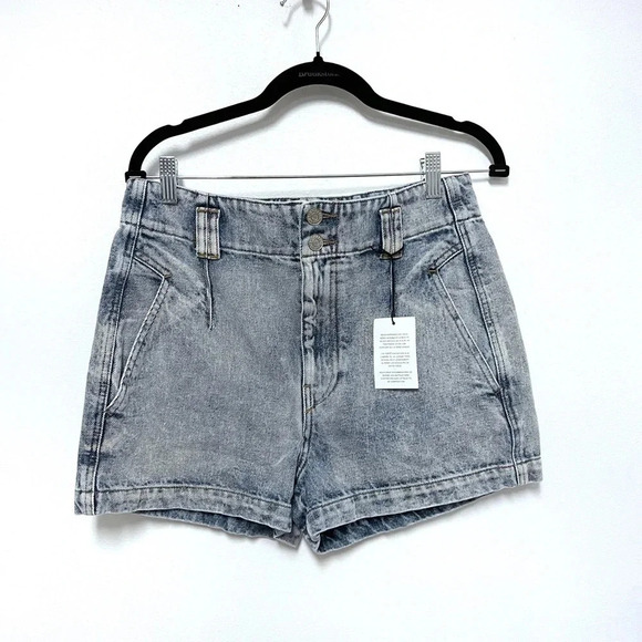 NWT Isabel Marant Etoile Tihiana Denim Shorts - High-Waisted Faded Light Wash - Picture 2 of 8